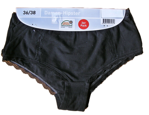 Damen 3er Pack Slip Hipster Unterhosen Spitze weiß schwarz Gr. 36/38 - Picture 2 of 3
