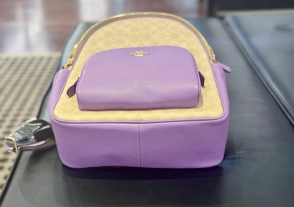 COACH CZ176 Court Backpack In Signature Canvas & Leather Sand/Iris