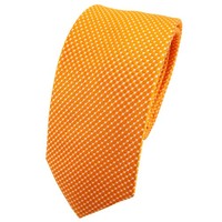Schmale Tigertie Seidenkrawatte Orange Silber Gepunktet - Krawatte Seide Tie