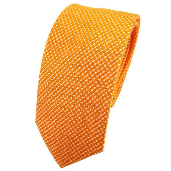 Schmale Tigertie Seidenkrawatte Orange Silber Gepunktet - Krawatte Seide Tie-image