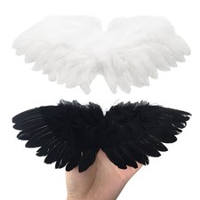 2pcs Mini Black and White Angel Feather Wings for Crafts with black white