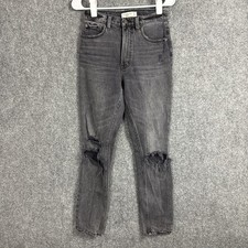 Abercrombie Fitch Jeans Womens Size 25 / 0 Black The Skinny High Rise Destroyed