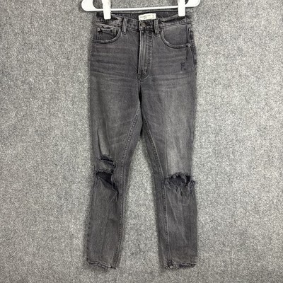 Abercrombie Fitch Jeans Womens Size 25 / 0 Black The Skinny High Rise Destroyed