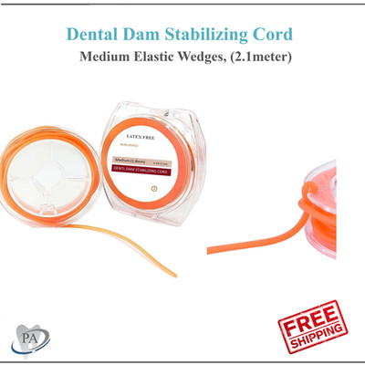 Dental Dam Stabilizing Cord Medium Elastic Wedges Clamps Sheets Non-Sterile, 21m