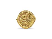 14k Yellow Gold Fancy Ring, Chinese Panda Bear Coin