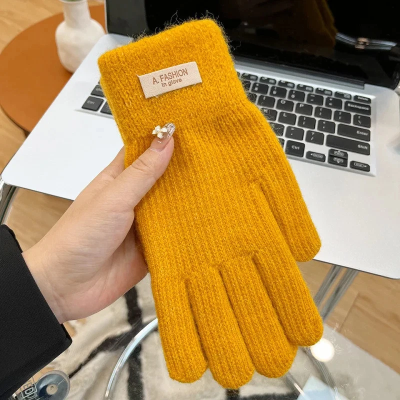 Touchscreen Handschuhe Damen Strickbonbonfarben Kältebeständig Plüsch Winter - Bild 1 von 1
