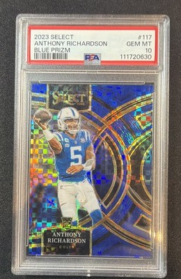2023 Panini Select - Premier Level Anthony Richardson #117 Blue Prizm /149 (RC)