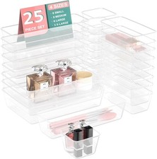 25 PCS Plastic Drawer Organizer Set, 4-size Clear Bathroom and Vanity Desk Drawe