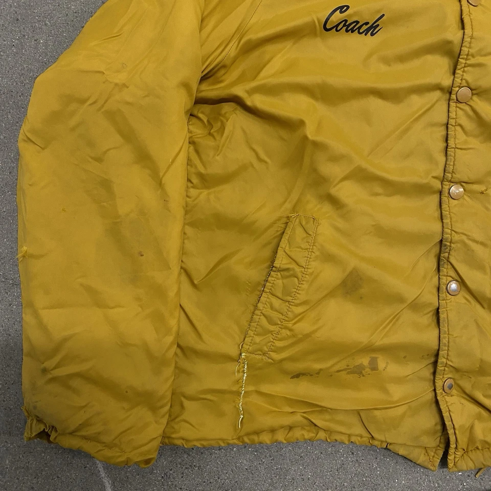 Chaqueta de Entrenador Hombre Correr Campeón Años 60 De Colección Para Hombre Grande Forrada Amarilla Foto 3 de 4