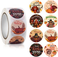 500 Pcs Thanksgiving Stickers, 1 Inch 8 Designs 1Inch, Happy Thanksgiving-1