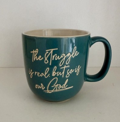 Our God Is Real Mug Daily Grace Co Teal Green Spiritual Message