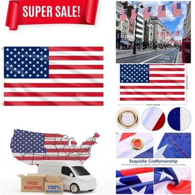 2Pcs Allegiance American Flag 3x5 FT,  Heavy Duty US Flags for High Wind wi...