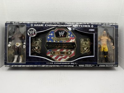 WWE Championship Jakks United States Belt W/Booker T & Chris Benoit Figure 2pk