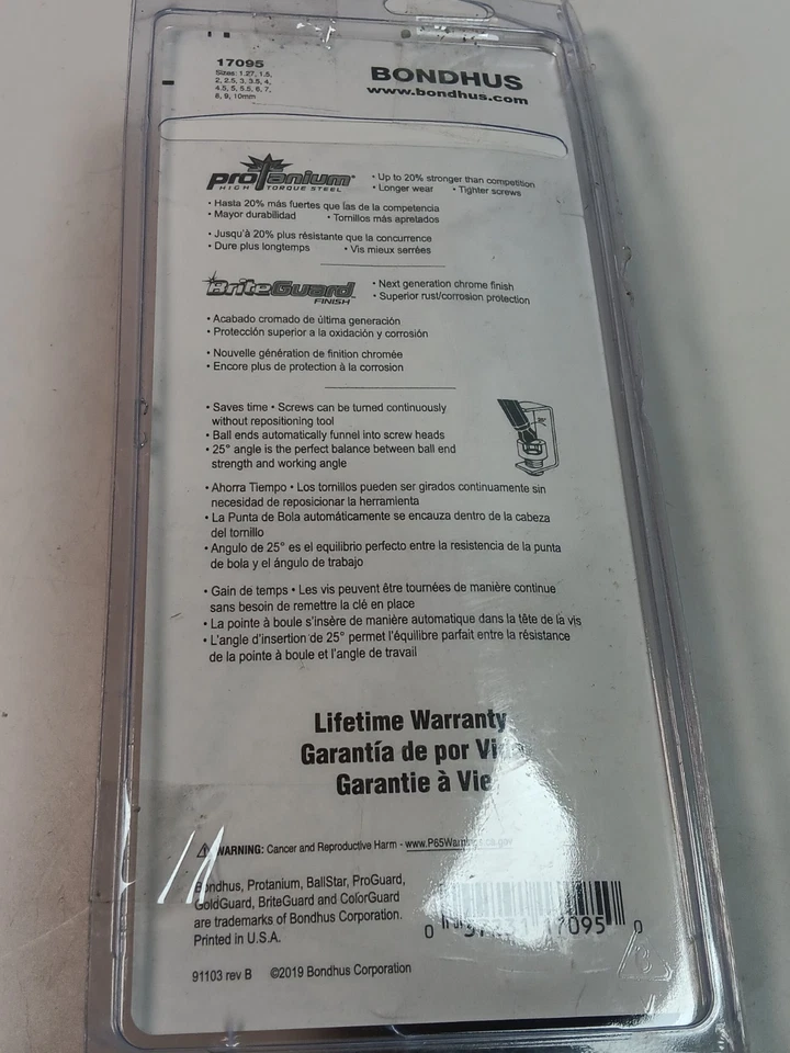 Bondhus 17095 Set of 15 Balldriver L-wrenches BriteGuard Finish, 1.27-10mm - Image 3 of 4