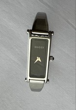 Gucci Ladies Watch Bangle Black Dial Quartz Dress Wristwatch Used Timepiece