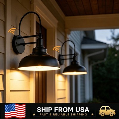 LETRY 2 Pack Outdoor Wall Sconce Light Sensing Waterproof E26 Farmhouse Wall Lam