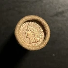 🔥 1902 Indian Cent AU On The End of a Mixed Wheat  Wrapped Unsearched Roll 🔥