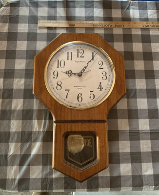Ingraham Westminster Regulator Wood Clock Working Chime and Pendulum
