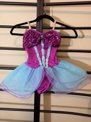 Mermaid Inspired Child's Costume Leotard Halloween Dance Tutu Purple Blue Size M
