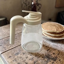 Vintage Dripcut Dispenser White Top Glass Syrup Honey Made in USA