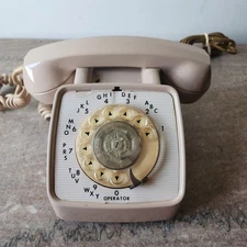 Vintage GTE Automatic Electric Model Rotary Telephone Mauve Tan Phone Untested