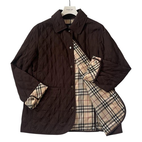 Burberry London Nova Check Quilted Jacket Women's Brown Size 9 M Authentic