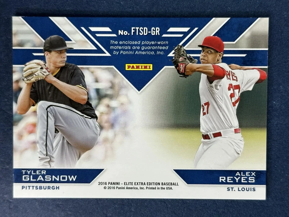 2016 Panini Elite Extra Tyler Glasnow/Alex Reyes Jersey Cardinals /99 - Image 2 of 2