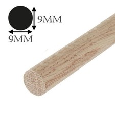 297mm (12") Oak Dowel Hardwood 9,12,18mm Diameter Trade & Craft Oak Dowels