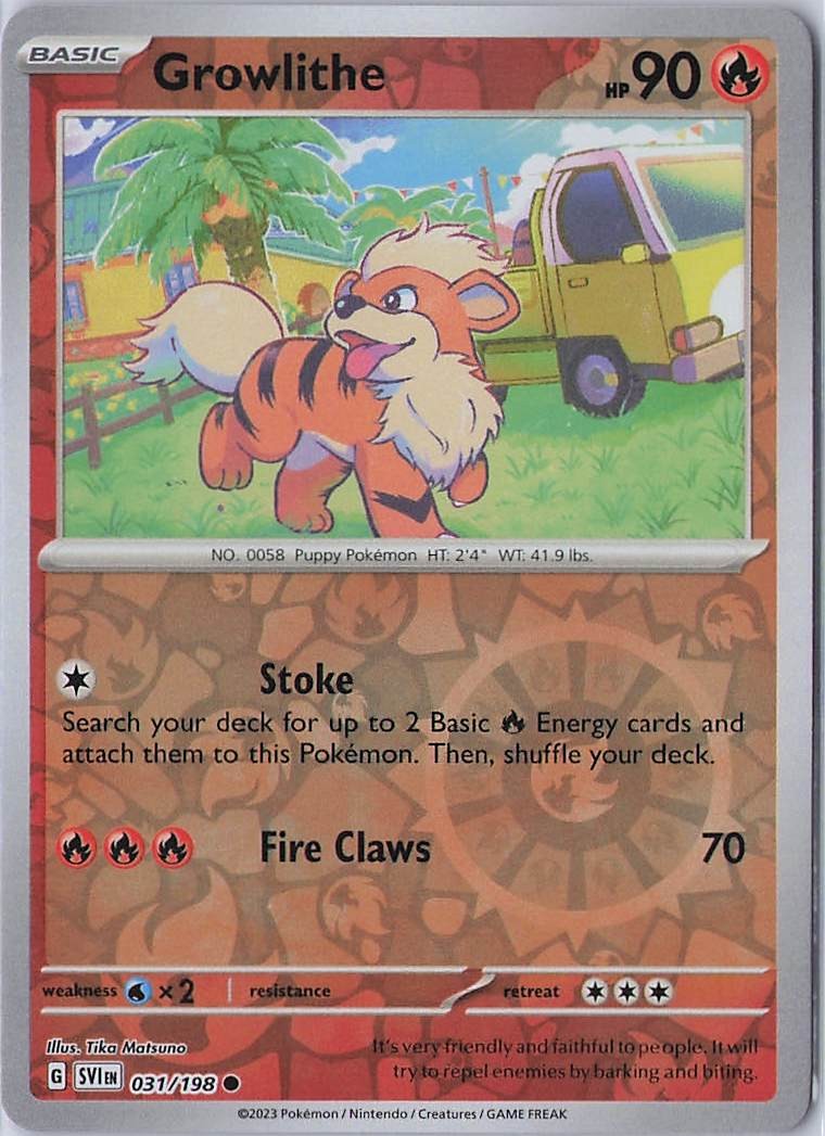 Growlithe Reverse Holo Common SV01: Scarlet & Violet Base Set 031/198 NM
