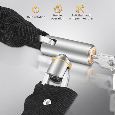 Bike Chain Lock Safety Lock 60CM Metal Anti-theft Scooter Padlock With Key