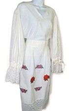 Traditional East European Folk Costume Blouse Apron Lace Floral Ethnic Balkan