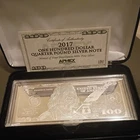 4 oz Silver Bar engraved with 2017 $100 Bill.  0.999 Fine Silver w/ Box and COA.