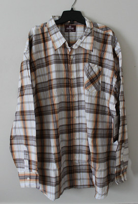 New With Tag Akademiks plaid button down long sleeve Khaki dress shirt men's L
