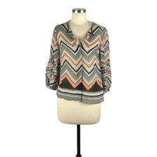 MASSIMO DUTTI Geometric Chevron Patterned Colorful Blouse Size 4