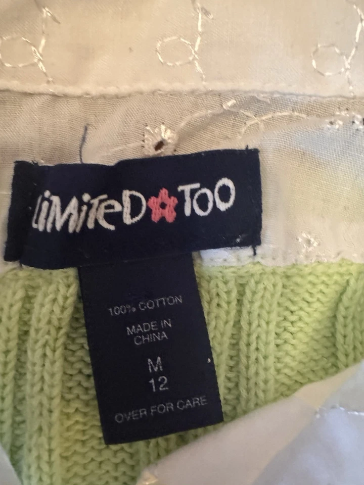 Vintage Y2K Limited Too Sweater Shirt Mock Collar/Sleeves Green Girls M - Image 2 of 4