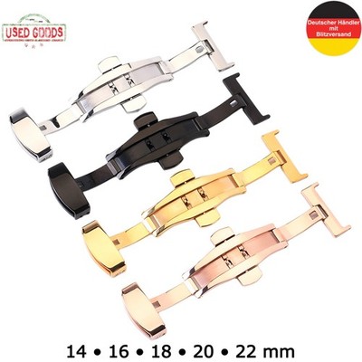 Butterfly Doppelfaltschließe für Uhrenarmband 14 16 18 20 22 Edelstahl Hochglanz
