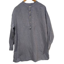 GAP Long Sleeve Shirtdress Linen Cotton Blue