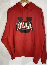 VTG Ball State BallU Hooded Sweatshirt Red Champion Heavyweight Adult 2XL Hoodie