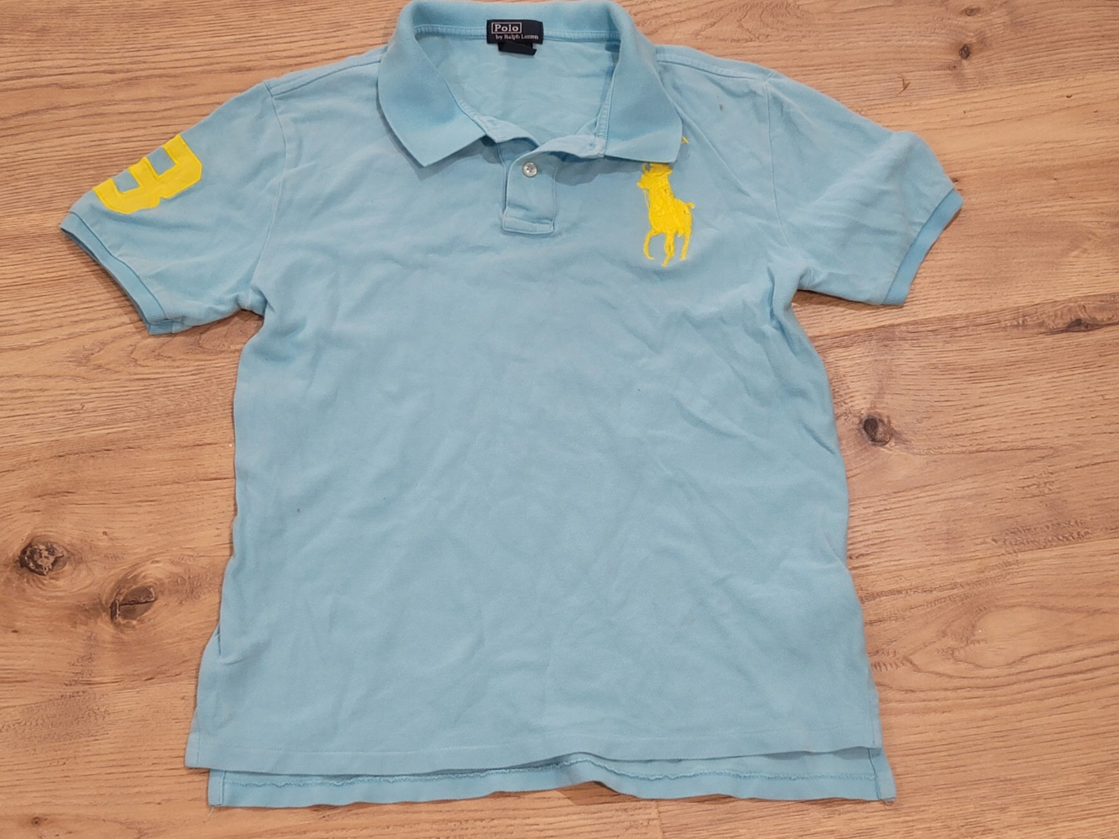 Polo Ralph Lauren Big Pony camicia blu ragazzo grande L 14 16 manica corta