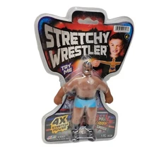 Stretchy Wrestler Toy 4X Stretch Power Blue Trunks Dark Skin 4+ NEW Sealed