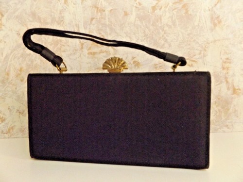 Borsa vintage vittoriana fragonard limoges & strass cabochon scatola di seta nera - Foto 4 di 10