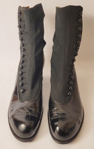 Original Antique Victorian Shoes Edwardian Button Up Ankle Boots Dugans Sz5 Goth - Picture 2 of 12