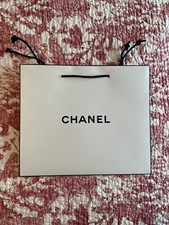 NEW Genuine CHANEL White Black Paper Shopping Gift Bag 10"W x 9"H x 3"D