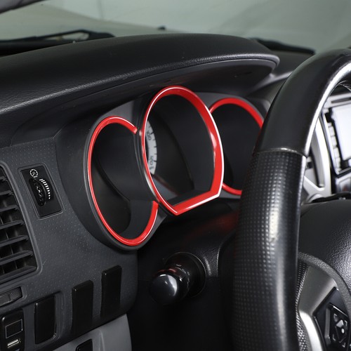 Anillo de ajuste de tablero de instrumentos de acero inoxidable rojo 3 piezas para Toyota Tacoma 2005-2014 - Imagen 9 de 12
