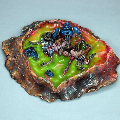 painted miniature warhammer 40k terrain crater death guard dead space marine gw