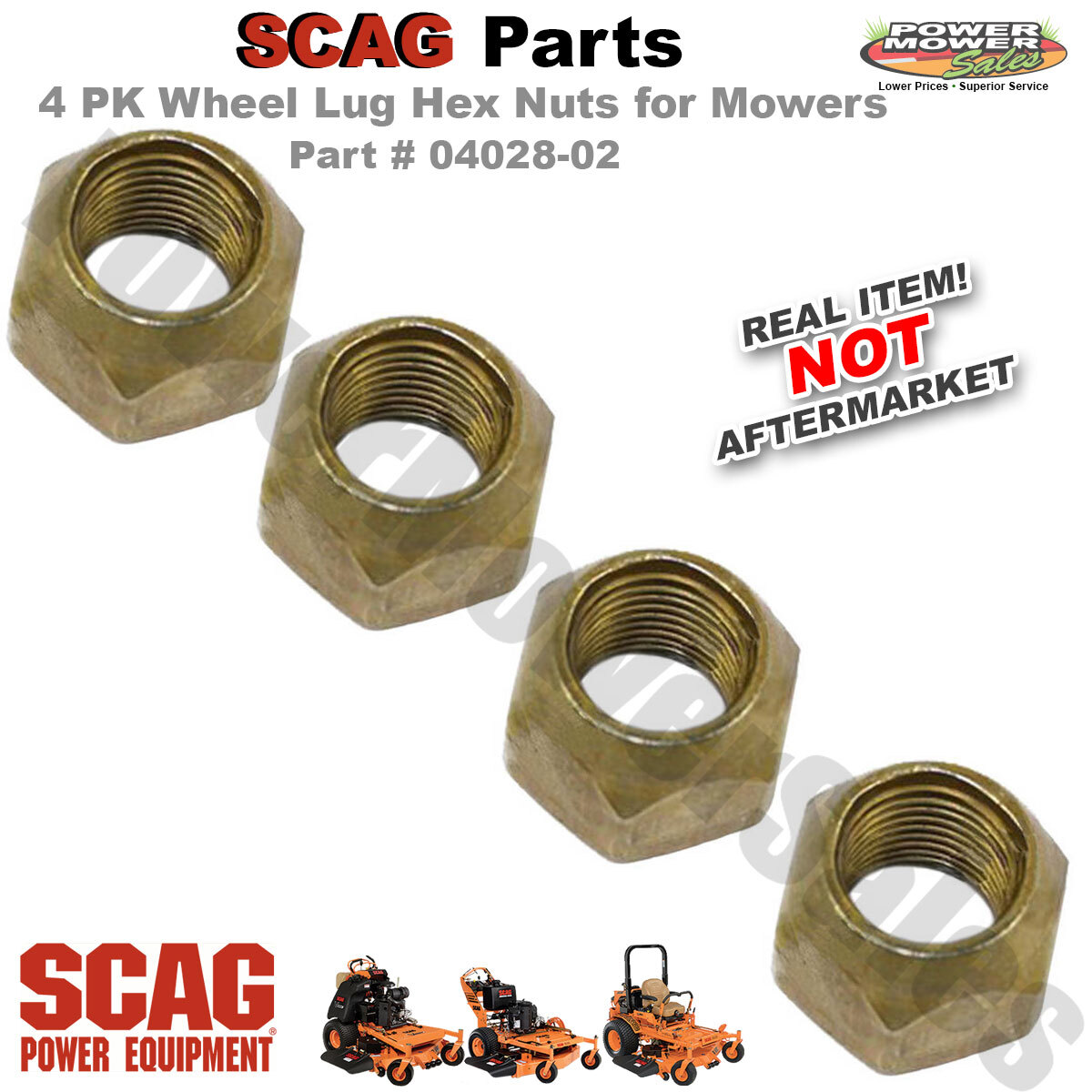 04028-02 Genuine 4 Pack SCAG Wheel Lug Hex Nuts S004028-01