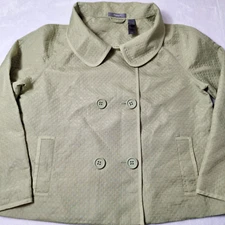 LIZ CLAIBORNE Collection Textured Swing Blazer Sz XL Green Bell Sleeve Boxy EUC!