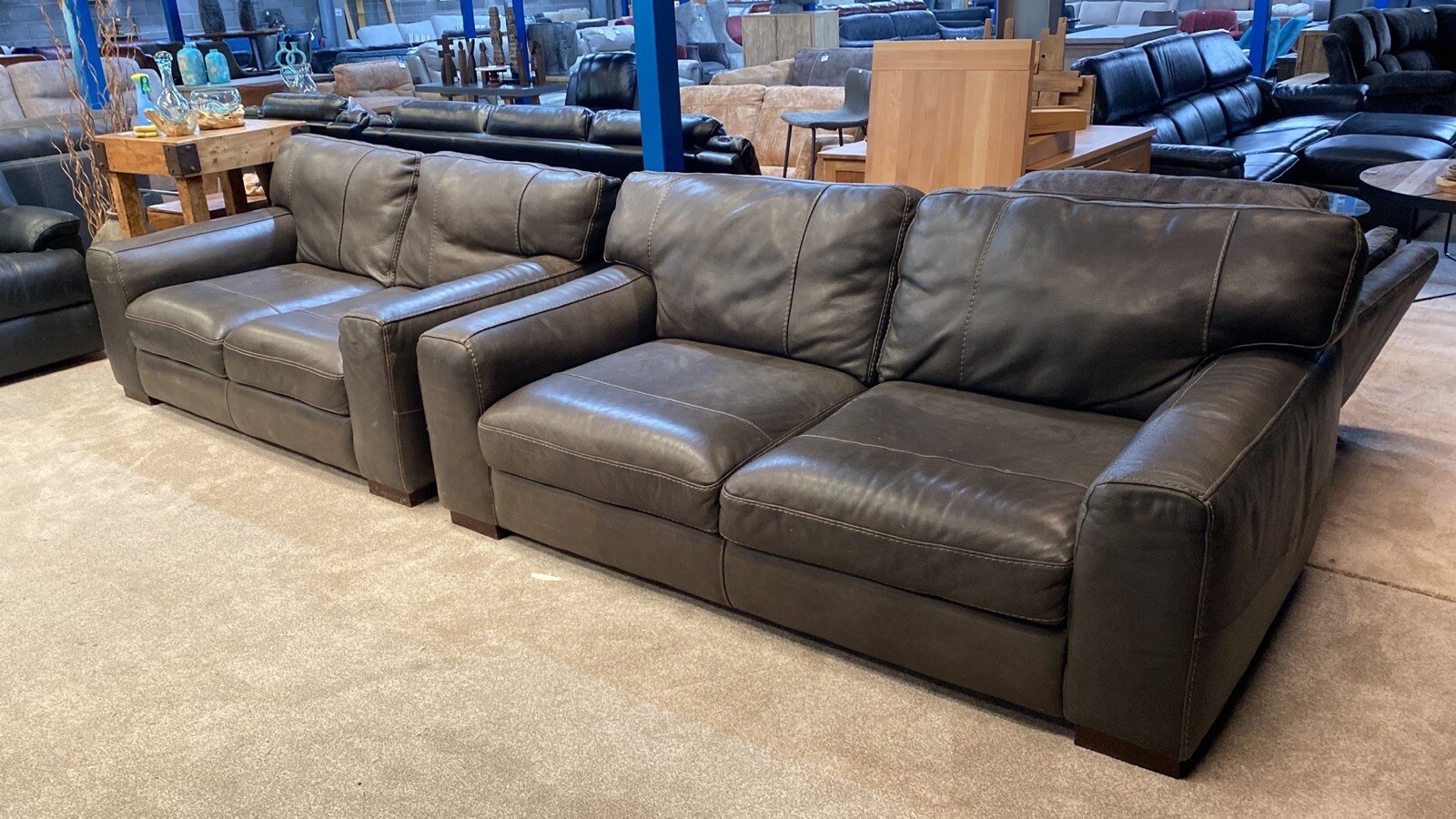 Sofology Hoxley Grey Leather 3 Seater sofa & 2 Seater Sofa RRP £3698 eBay