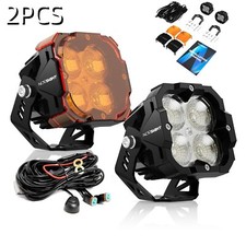 Novsight 3 Led Off Road Lights Bar Pod Flood Lamp For Jeep Truck Suv Pickup 2pc