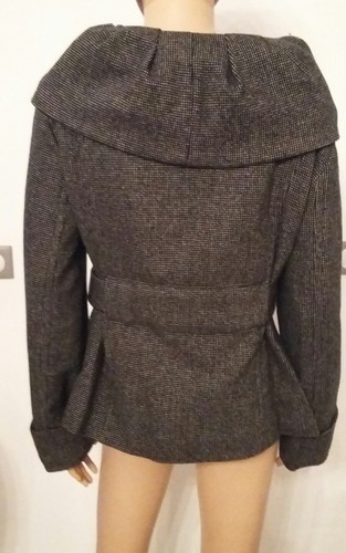 Wool Jacket FLEUR DE SEL Majestic Kelga 372 0C2 Size 42 Black Checkered - Picture 4 of 5